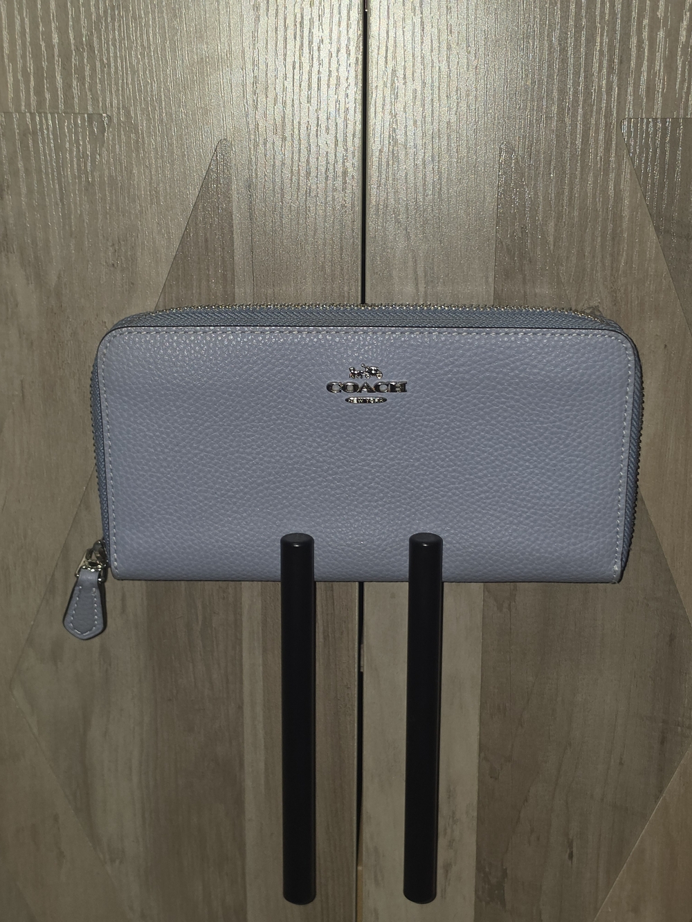 Coach Light Blue Leather Zip Around Wallet